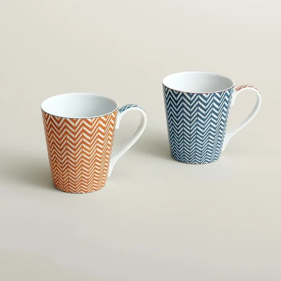 GIFTABLE Hermès Les Cabanes Set of 2 Herringbone Mugs - Picture 2 of 12